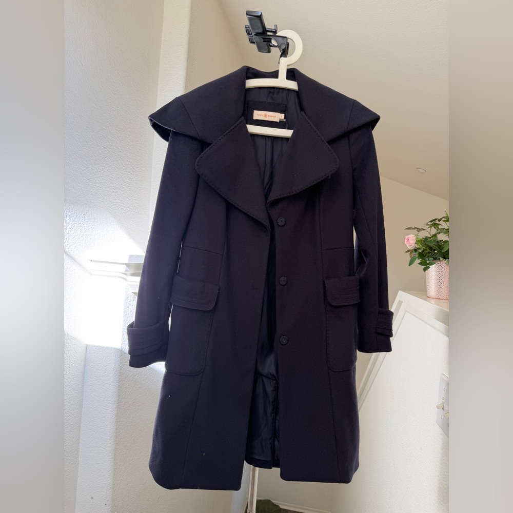 Tory Burch | Size 0. Navy Wool Heidi Trench Coat